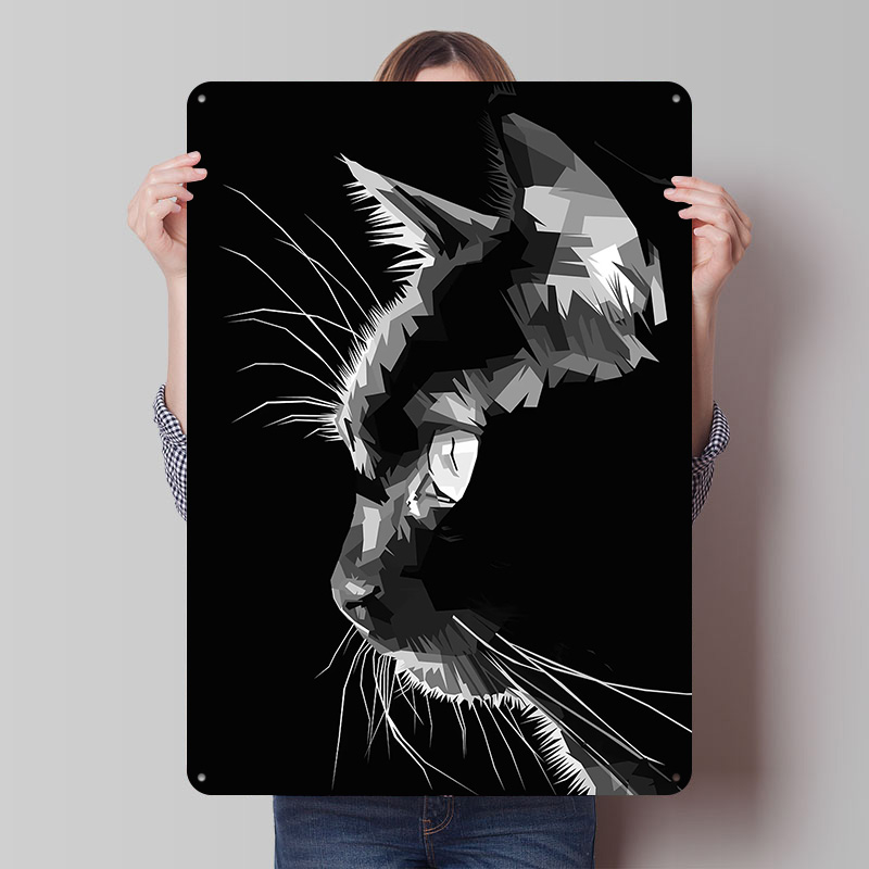 Home Decor Vector - Винтажные металлические таблички с черным котом