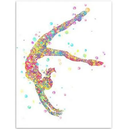 Watercolor Poster Print - Акварельный гимнастический принт, гимнастический художественный принт,