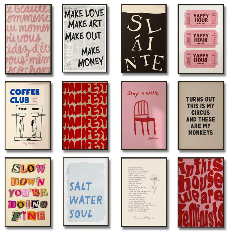 Home Decor Aesthetic Pinterest - 1 шт. простой модный текстовый печать