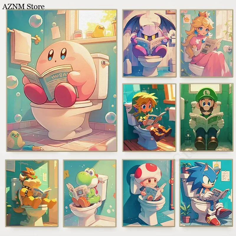 Watercolor Poster Print - Забавный постер для ванной комнаты с