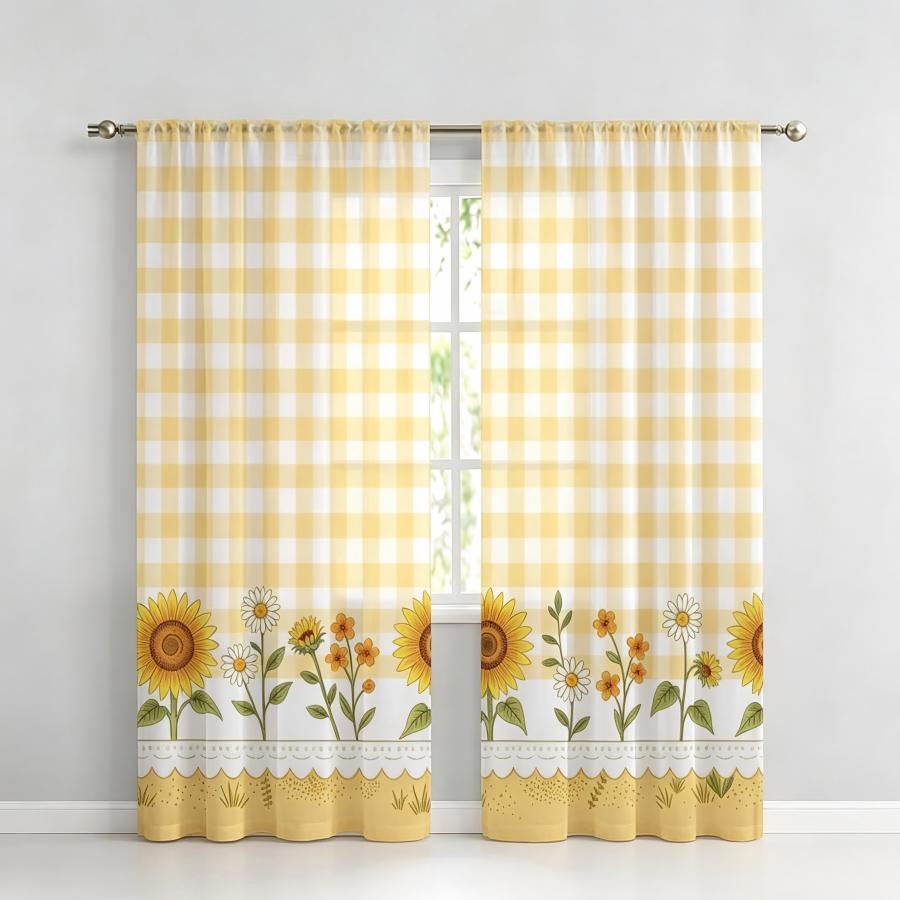 Home Decor Yellow - 2 шт. Цифровые прозрачные шторы с