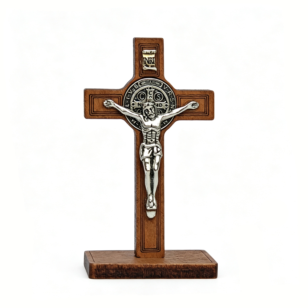 Home Decor Jesus - Деревянный крест-крестик Святого Бенедикта с подставкой,