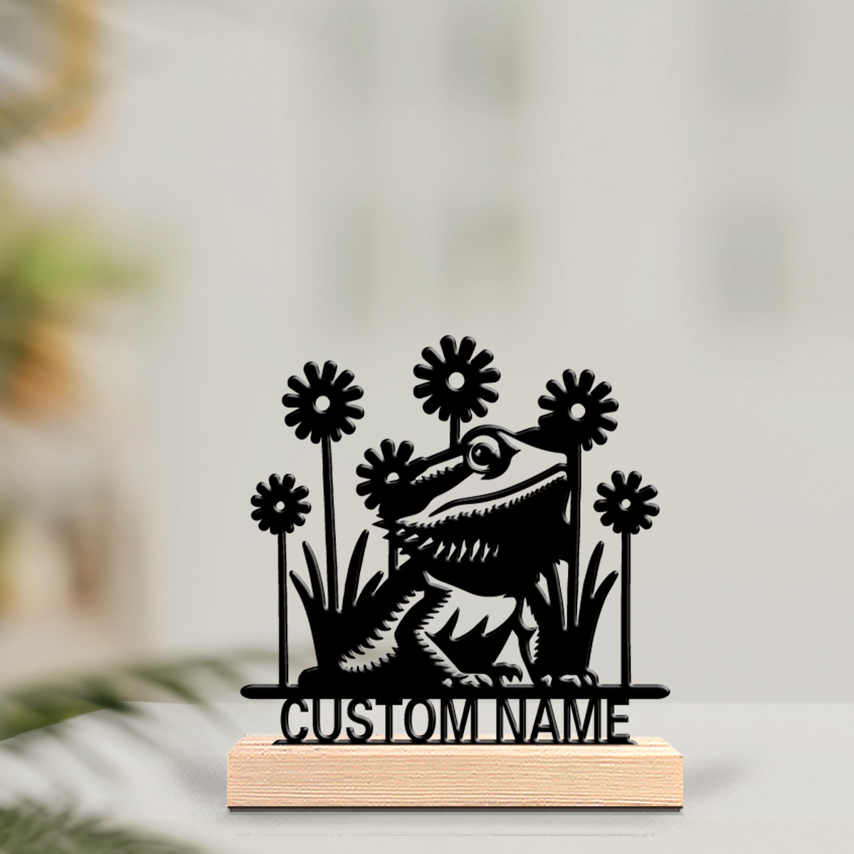 Wooden Letter Sign - Металлическая статуэтка бородатого дракона с индивидуальной