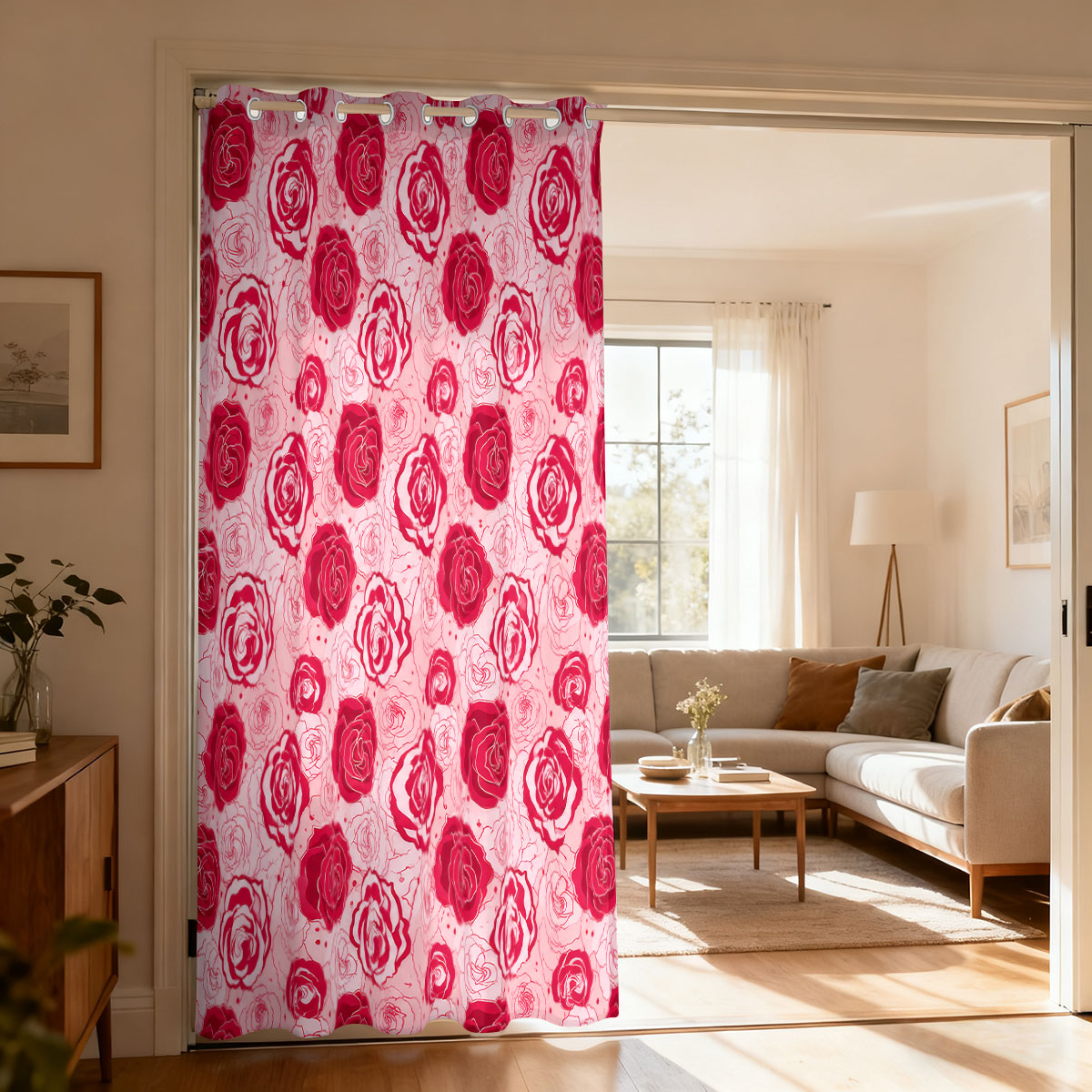 Home Decor Curtain - 1 шт. светло-зеленая занавеска с розовым