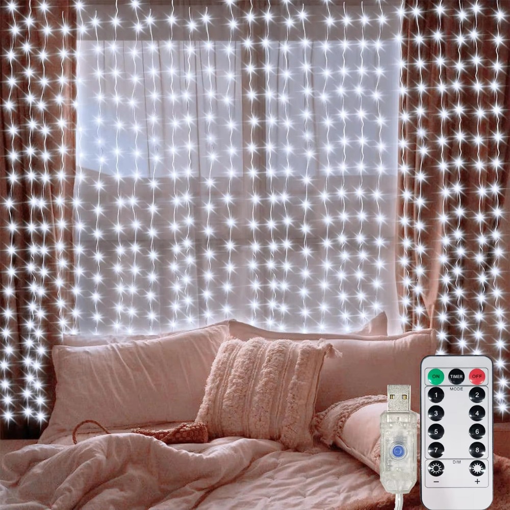 Fairy Lights Bedroom - Светодиодная гирлянда-штора USB с пультом ДУ