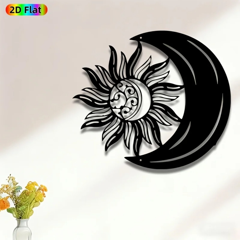 Home Decor Living - Металлическое настенное украшение Sun Moon, нержавеющее,