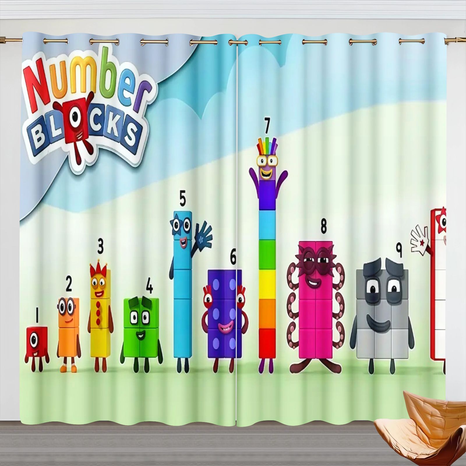 Home Decor Curtain - Шторы с героями мультфильмов Numberblocks, затемняющие