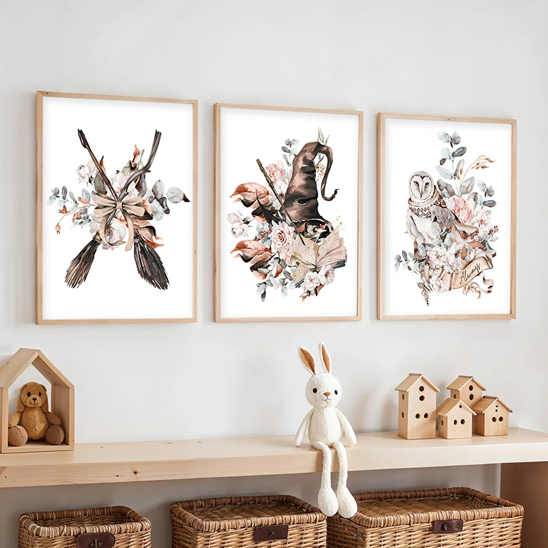 Watercolor Poster Print - Художественные принты с Гарри Поттером, цветочные