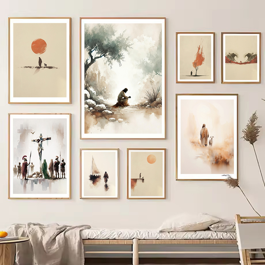 Home Decor Jesus - Акварельные листья Иисуса 99, сад гитаслана,
