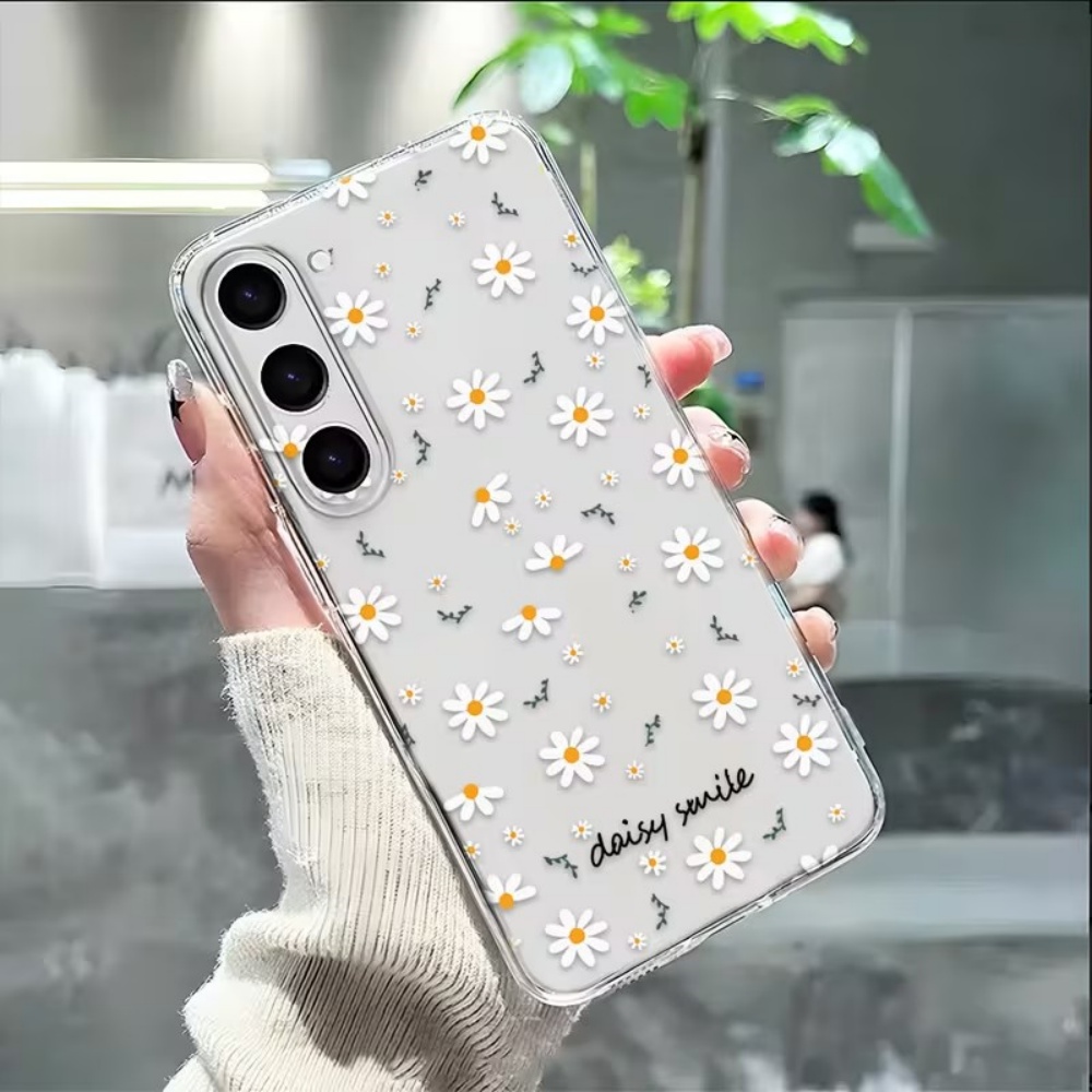 Home Decor Yellow - Желто-белый силиконовый чехол с цветами ромашек