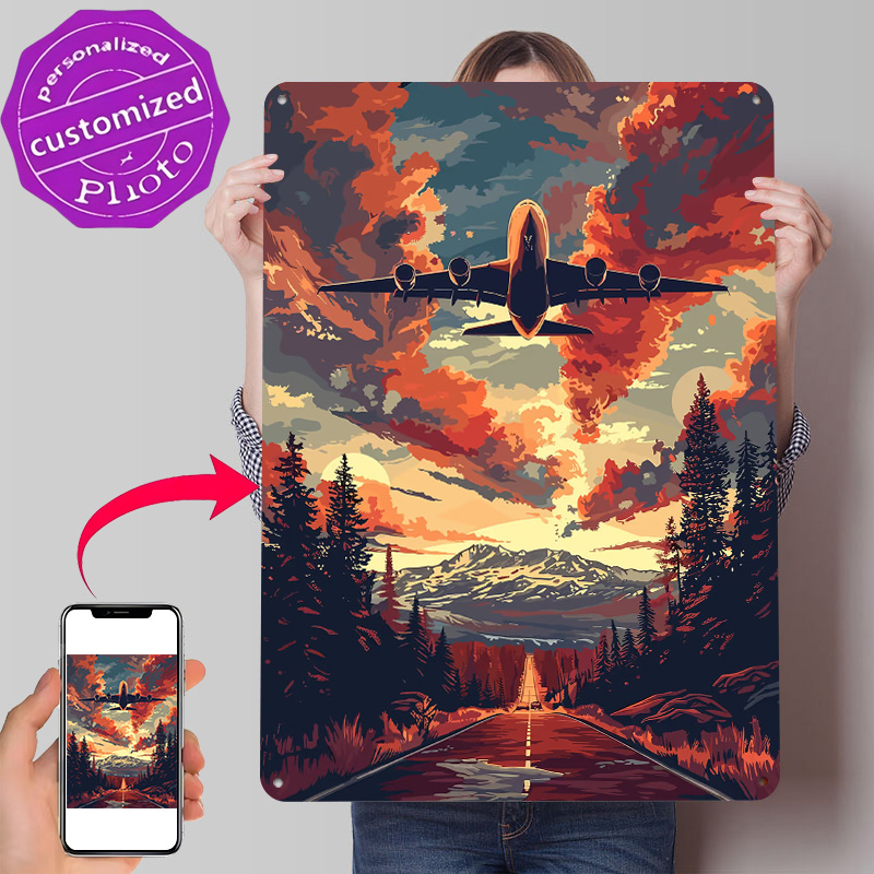 Home Decor Vector - Металлический постер A380 Plane Sky Vector