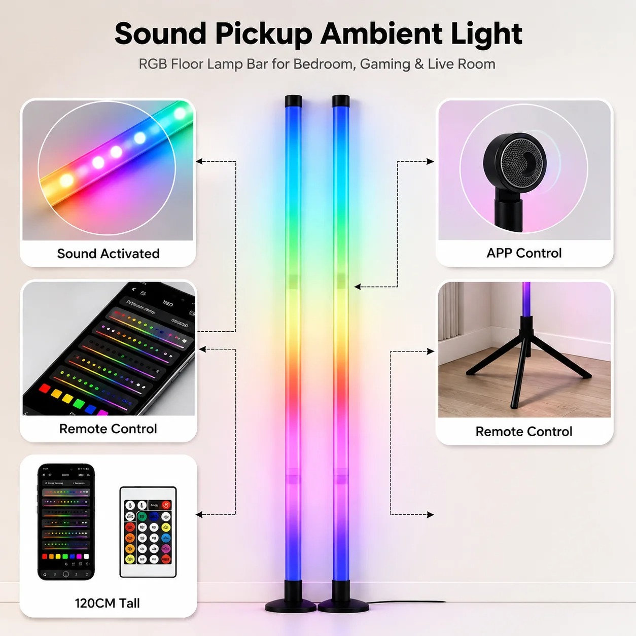 2 шт. 120-см RGB-светильники д – обзор и цена Home Decor Lamp