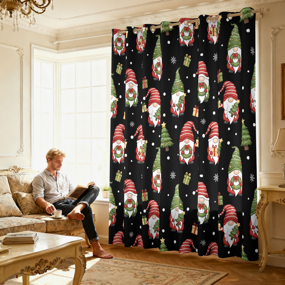 Новогодняя штора с принтом «Ро – обзор и цена Home Decor Curtain